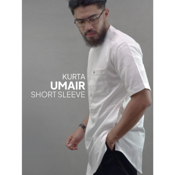 AS SAFWA Baju Koko Kurta Putih K172 - Umair Lengan Pendek & 3/4 up to Jumbo Size